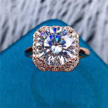 Load image into Gallery viewer, 4 Carat Round Cut Moissanite Ring Octagon Halo Plain Shank Certified VVS D Color