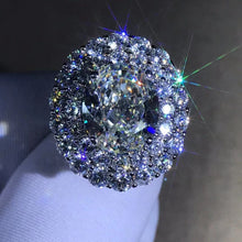 Load image into Gallery viewer, 5 Carat Oval cut Moissanite Ring Rare Size K-M Color VVS