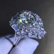 Load image into Gallery viewer, 4 Carat Pear Cut Moissanite Ring Double Halo VVS G-H Colorless