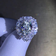Load image into Gallery viewer, 4 Carat Pear Cut Moissanite Ring Double Halo VVS G-H Colorless