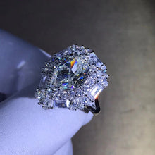 Load image into Gallery viewer, 4 Carat Pear Cut Moissanite Ring Double Halo VVS G-H Colorless