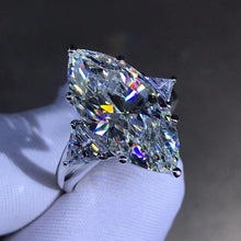 Load image into Gallery viewer, 8 Carat Marquise Moissanite Ring Three Stone VVS G-H Colorless