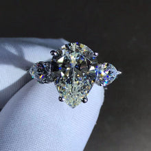 Load image into Gallery viewer, 6 Carat Pear Cut Moissanite Ring Rare Size G-H Color VVS