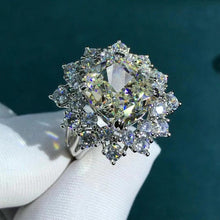 Load image into Gallery viewer, 6 Carat Cushion Cut Moissanite Ring Double Floating Halo Starburst G-H Colorless