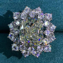 Load image into Gallery viewer, 6 Carat Cushion Cut Moissanite Ring Double Floating Halo Starburst G-H Colorless