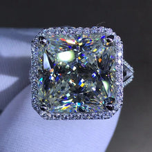Load image into Gallery viewer, 12 Carat Square Radiant Cut Moissanite Ring Rare K-M Colorless VVS