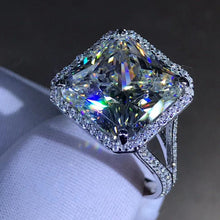 Load image into Gallery viewer, 12 Carat Square Radiant Cut Moissanite Ring Rare K-M Colorless VVS