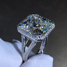 Load image into Gallery viewer, 12 Carat Square Radiant Cut Moissanite Ring Rare K-M Colorless VVS