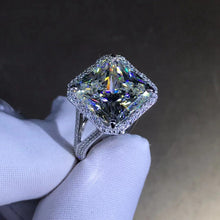 Load image into Gallery viewer, 12 Carat Square Radiant Cut Moissanite Ring Rare K-M Colorless VVS