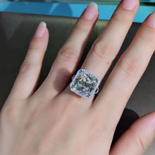Load image into Gallery viewer, 12 Carat Square Radiant Cut Moissanite Ring Rare K-M Colorless VVS