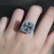 Load image into Gallery viewer, 12 Carat Square Radiant Cut Moissanite Ring Rare K-M Colorless VVS