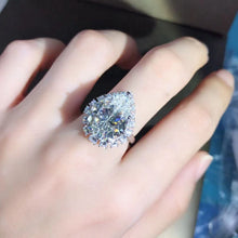 Load image into Gallery viewer, 10 Carat Pear Cut Moissanite Ring Stunning D Color VVS