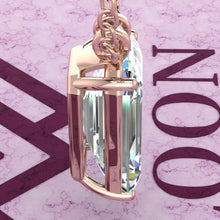 Load image into Gallery viewer, 12 CT Elongated Emerald Cut Solitaire Basket Moissanite Necklace D Color