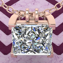 Load image into Gallery viewer, 9 CT Princess Cut Solitaire Basket Moissanite Necklace D Color