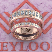 Load image into Gallery viewer, 3.5 CTW Oval Cut Couple's Wedding Bands Flush Moissanite Set D Color