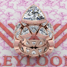 Load image into Gallery viewer, 18.5 CTW Trilliant Cut Two-Piece Bridal D Color Bezel Moissanite Set
