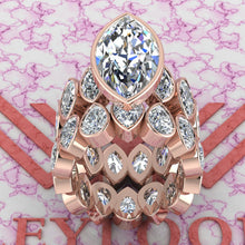Load image into Gallery viewer, 18.6 CTW Marquise Cut Two-Piece Bridal D Color Bezel Moissanite Set