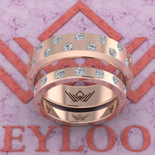 Load image into Gallery viewer, 2.7 CTW Square Radiant Cut Couple's Wedding Bands Flush Moissanite Set D Color