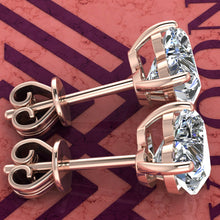Load image into Gallery viewer, 4 CT x2 Heart Cut Stud D Color Basket Moissanite Earrings