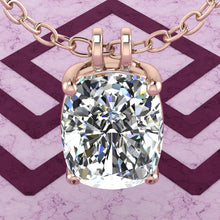 Load image into Gallery viewer, 8 CT Medium Cushion Cut Solitaire Basket Moissanite Necklace D Color