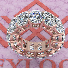 Load image into Gallery viewer, 26 CTW Medium Cushion Cut Eternity Bands D Color Basket Moissanite Ring
