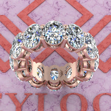 Load image into Gallery viewer, 18 CTW Medium Oval Cut Eternity Bands D Color Basket Moissanite Ring
