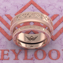 Load image into Gallery viewer, Couple's Wedding Bands Moissanite Set 002 D Color