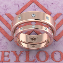 Load image into Gallery viewer, 0.5 CTW Round Cut Couple's Wedding Bands Flush Moissanite Set D Color