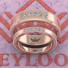 Load image into Gallery viewer, 0.6 CTW Princess Cut Couple's Wedding Bands Flush Moissanite Set D Color