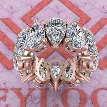 Load image into Gallery viewer, 21 CTW Pear Cut Eternity Bands D Color Basket Moissanite Ring