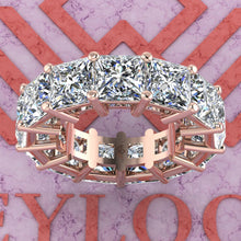 Load image into Gallery viewer, 19.5 CTW Princess Cut Eternity Bands D Color Basket Moissanite Ring