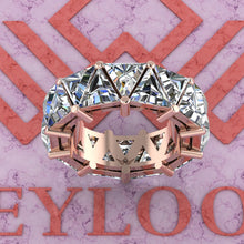 Load image into Gallery viewer, 15.2 CTW Triangle Cut Eternity Bands D Color Basket Moissanite Ring