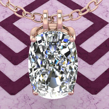 Load image into Gallery viewer, 10 CT Elongated Cushion Cut Solitaire Basket Moissanite Necklace D Color