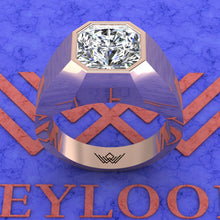 Load image into Gallery viewer, 3.5 CT Square Radiant Cut Bazel Man's Moissanite Engagement Ring D Color