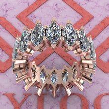 Load image into Gallery viewer, 8.8 CTW Marquise Cut Eternity Bands D Color Basket Moissanite Ring