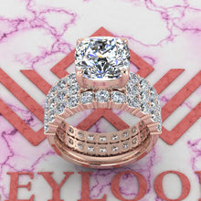 Load image into Gallery viewer, 10.2 CTW Square Cushion Cut Three-Piece Bridal D Color Basket Moissanite Set