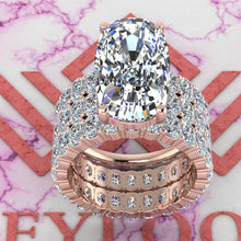 Load image into Gallery viewer, 18 CTW Elongated Cushion Cut Three-Piece Bridal D Color Basket Moissanite Set