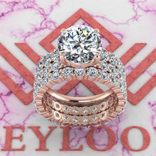 Load image into Gallery viewer, 7.2 CTW Fat Oval Cut Three-Piece Bridal D Color Basket Moissanite Set