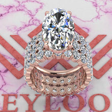 Load image into Gallery viewer, 14.8 CTW Elongated Oval Cut Three-Piece Bridal D Color Basket Moissanite Set