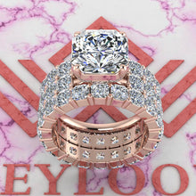 Load image into Gallery viewer, 9 CTW Square Radiant Cut Three-Piece Bridal D Color Basket Moissanite Set