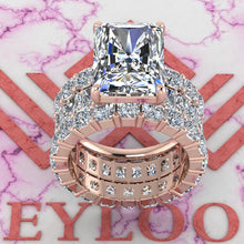 Load image into Gallery viewer, 14 CTW Medium Radiant Cut Three-Piece Bridal D Color Basket Moissanite Set
