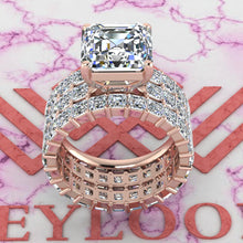 Load image into Gallery viewer, 10.2 CTW Asscher Cut Three-Piece Bridal D Color Basket Moissanite Set