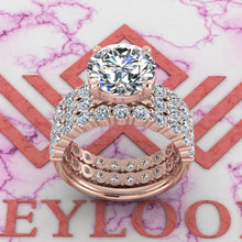 Load image into Gallery viewer, 6.25 CTW Round Cut Three-Piece Bridal D Color Basket Moissanite Set