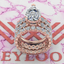 Load image into Gallery viewer, 11.8 CTW Pear Cut Three-Piece Bridal D Color Basket Moissanite Set