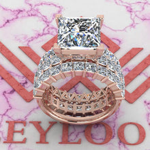 Load image into Gallery viewer, 11.5 CTW Princess Cut Three-Piece Bridal D Color Basket Moissanite Set