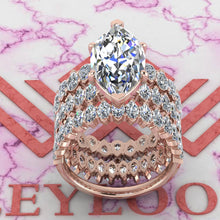 Load image into Gallery viewer, 12.9 CTW Marquise Cut Three-Piece Bridal D Color Basket Moissanite Set