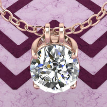 Load image into Gallery viewer, 8 CT Medium Oval Cut Solitaire Basket Moissanite Necklace D Color