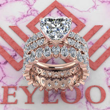 Load image into Gallery viewer, 10 CTW Heart Cut Three-Piece Bridal D Color Basket Moissanite Set