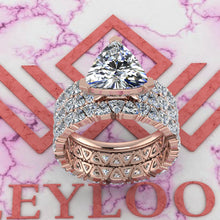 Load image into Gallery viewer, 6.6 CTW Trilliant Cut Three-Piece Bridal D Color Basket Moissanite Set