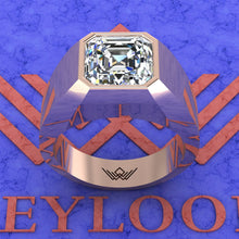 Load image into Gallery viewer, 3.5 CT Ascher Cut Bazel Man's Moissanite Engagement Ring D Color Active